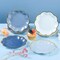 24pc Dusty Blue Scalloped Paper Plates - 7" Gradient Blue Dessert Plates with Gold Foil Edge - Premium Disposable Cake Plates for Father’s Day, Bridal Showers, Weddings & Birthdays